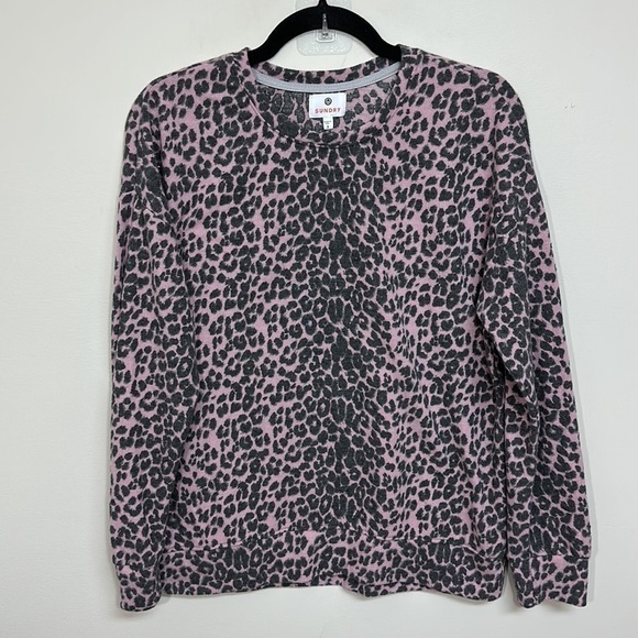 Sundry Crewneck‎ Pink Leopard Print Long Sleeve Medium - Picture 3 of 6